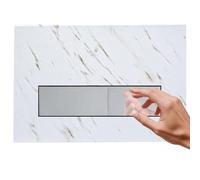 Mendorio Placca di comando WC, compatibile con Geberit Sigma20, UP300 e UP320, Doppio flusso con controllo e pannello fisso, Dimensioni 246x164 mm (Bianco-Y1 & Cromato Pulsante)