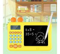 MENDUNER Calcolatrice Educativa con Blocco Note per Bambini | Macchina per l'apprendimento della Matematica con Comandi Vocali con Tavoletta per la Pratica delle Divisioni di Moltiplicazione (YELLOW)