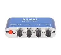 MENDUNER Mixer Stereo a 4, Amplificatore Selettore 4 in 1 Uscita con Volume Indipendente e Controllo Bassi/acuti, Interfaccia da 3,5 Mm per PC, Telefono, Laptop, Altoparlanti, Club, Bar, Palco