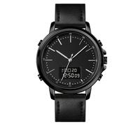 MENDUNER Orologio da Polso Digitale Analogico da Uomo con LED | Cronometro con Allarme 3ATM Cinturino in Pelle Impermeabile Dal Design Minimalista (Schermo nero e nero)