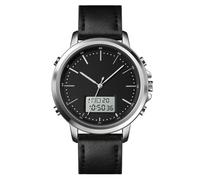 MENDUNER Orologio da Polso Digitale Analogico da Uomo con LED | Cronometro con Allarme 3ATM Cinturino in Pelle Impermeabile Dal Design Minimalista (Schermo argento e bianco)