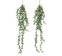 Meneco Piante grasse artificiali da appendere, confezione da 2 fili di perle, piante artificiali da appendere, piante finte senza vaso, decorazione (piccolo)