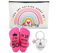 Meng Jiaran Set regalo divertente personalizzato per il 30° compleanno da donna, con borsa per cosmetici, calzini e portachiavi, idee regalo per lei, mamma, migliore amica, sorella (nata nel 1995