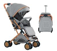 MENGDA Passeggino pieghevole a 4 ruote con baldacchino a tre sezioni, con tappetino in cotone e zanzariere, adatto per bambini di età compresa tra 0 e 4 anni, può sedersi o sdraiarsi,