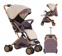 MENGDA Passeggino pieghevole a 4 ruote con baldacchino a tre sezioni, con tappetino in cotone e zanzariere, adatto per bambini di età compresa tra 0 e 4 anni, può sedersi o sdraiarsi,