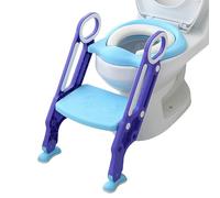 MENGDA Sedile WC per bambini, riduttore WC per bambini, 2 in 1, rialzo WC per bambini, sgabello per scale, capacità di carico 75 kg (con scala, blu + viola)