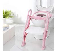 MENGDA Sedile WC per bambini, riduttore WC per bambini, 2 in 1, rialzo WC per bambini, sgabello per scale, capacità di carico 75 kg (con scala, bianco + rosa)