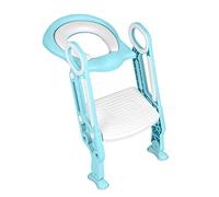 MENGDA Sedile WC per bambini, riduttore WC per bambini, 2 in 1, rialzo WC per bambini, sgabello per scale, capacità di carico 75 kg (con scala, bianco + blu chiaro)