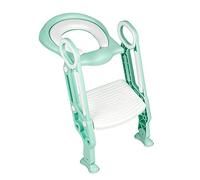 MENGDA Sedile WC per bambini, riduttore WC per bambini, 2 in 1, rialzo WC per bambini, sgabello per scale, capacità di carico 75 kg (con scala, bianco + verde chiaro)