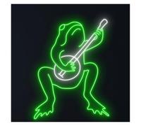 MENGE Lampada segnaletica Insegna Al Neon A Forma Di Rana Che Suona Il Banjo Luce LED Dimmerabile Per Studio Musicale Bar, Feste, Camera Da Letto, Casa Decorazione Da Parete 50cm