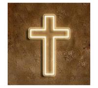 MENGE Lampada segnaletica Insegna Al Neon A LED A Forma Di Croce, Gesù, Decorazione Da Parete Per La Casa, Holly Cross Club, Festa Di Nozze, Lampade Con Interruttore Dimmer USB, 37x26.5cm(D)