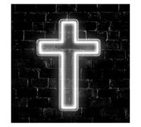 MENGE Lampada segnaletica Insegna Al Neon A LED A Forma Di Croce, Gesù, Decorazione Da Parete Per La Casa, Holly Cross Club, Festa Di Nozze, Lampade Con Interruttore Dimmer USB, 37x26.5cm(UN)