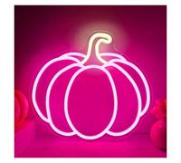 MENGE Lampada segnaletica Insegna Al Neon A LED A Forma Di Zucca Rosa, Decorazione Da Parete Per Le Feste, Luce Dimmerabile Per Negozio, Festa, Sala Giochi, 31.6х39cm
