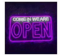 MENGE Lampada segnaletica Insegna Al Neon A LED Dimmerabile Come In We Are Open Per Bar, Hotel, Negozi, Bar, Pub, Ristoranti, Attività Commerciali, Decorazione Da Parete 50cm