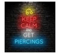 MENGE Lampada segnaletica Insegna Al Neon A LED Keep Calm And Get Piercings Per Studio Di Piercing, Negozi Di Tatuaggi, Salone Di Bellezza, Decorazione Da Parete 58cm