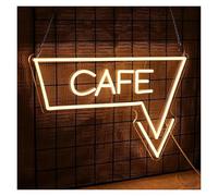 MENGE Lampada segnaletica Insegna Al Neon Cafe A Forma Di Freccia Con Luce LED Dimmerabile USB Per Bar, Attività Commerciali, Bistrot, Cucina, Negozio, Decorazione 42cmx27cm