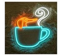 MENGE Lampada segnaletica Insegna Al Neon Con Simpatico Bassotto, Tazza Da Caffè, Alimentazione USB, Per Negozio Di Animali, Bar, Ristorante O Decorazione Da Parete Per Feste