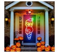 MENGE Lampada segnaletica Insegna Al Neon Con Teschio Di Gelato Con Luminosità Regolabile, Adatta Per Decorazioni Festive Per Bar, 23cmx51cm(E)