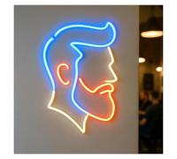 MENGE Lampada segnaletica Insegna Al Neon Con Uomo Con Taglio Di Capelli Alla Moda, Espositore Per Attività Di Barbiere, Luminosità Regolabile, Rendi Il Tuo Negozio Più Brillante,38cm(Style 2)