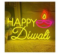 MENGE Lampada segnaletica Insegna Al Neon Happy Diwali Per Decorazioni Da Parete Indiane Per Casa, Camera Da Letto E Feste 40x27cm