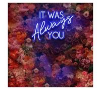 MENGE Lampada segnaletica Insegna Al Neon It Was Always You Dimmerabile Tramite USB Per Matrimoni, Fidanzamenti, Compleanni, Anniversari, Decorazioni Per La Casa, 38x29cm(B)