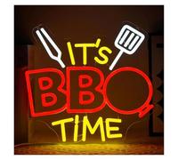 MENGE Lampada segnaletica Insegna Al Neon It's BBQ Time Con Luce LED Dimmerabile Per Barbecue, Per Casa, Bar, Ristorante, Feste, Taverna, Pub, Campeggio, 40.25cmx36.8cm