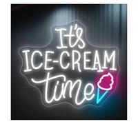 MENGE Lampada segnaletica Insegna Al Neon It's Ice Cream Time Con Scritta Gelato, Luce Al Neon A LED Per Bar, Gelateria, Decorazione Da Parete Per La Casa 39cmx45cm(UN)