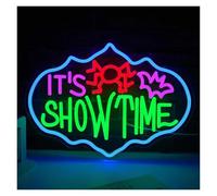 MENGE Lampada segnaletica Insegna Al Neon It's Show Time Con Luce LED Colorata Per Decorazioni Da Parete A Forma Di Ragno E Pipistrello, Tema Terrore, 42cmx30cm