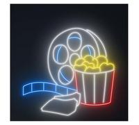 MENGE Lampada segnaletica Insegna Al Neon Per Cinema, Popcorn, Luci A LED, Decorazione Da Parete Per Film, Bevande, Sala Giochi, Camera Letto, Bar, Soggiorno 58cm