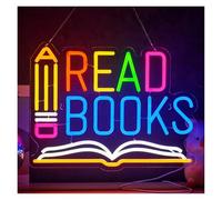 MENGE Lampada segnaletica Insegna Al Neon Read Books Con Luce LED Dimmerabile USB Per Aule, Librerie, Biblioteche, Camere Da Letto, Negozi, Decorazioni Murali 39cmx30cm
