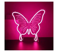 MENGE Lampada segnaletica Insegna Al Neon Rosa Con Incisione 3D A Forma Di Farfalla, Dimmerabile, Per Camera Da Letto, Casa, Attività Commerciale, Salone, Feste, Bar, Negozio, 35x33cm