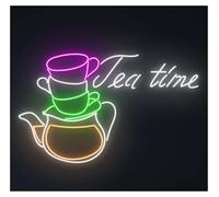 MENGE Lampada segnaletica Insegna Al Neon Tea Timecon Luce LED, Decorazione Da Parete Per Negozio Di Bevande, Per Feste In Discoteca, Vetrina, Ingresso Aziendale, 58cm