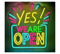 MENGE Lampada segnaletica Insegna Al Neon Yes !We Are OpenPer Vetrine Di Negozi, Bar, Caffè, Taverne, Decorazioni Per Feste, Luminosità Regolabile, 36x34cm