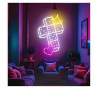 MENGE Lampada segnaletica Luci Al Neon A Forma Di Croce Di Dadi Adatte Per Sala Giochi, Bar, Camera Da Letto, Decorazione Estetica Da Parete 29cmx43cm(UN)