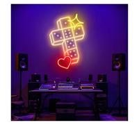 MENGE Lampada segnaletica Luci Al Neon A Forma Di Croce Di Dadi Adatte Per Sala Giochi, Bar, Camera Da Letto, Decorazione Estetica Da Parete 29cmx43cm(B)