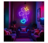 MENGE Lampada segnaletica Luci Al Neon A Forma Di Croce Di Dadi Adatte Per Sala Giochi, Bar, Camera Da Letto, Decorazione Estetica Da Parete 29cmx43cm(D)