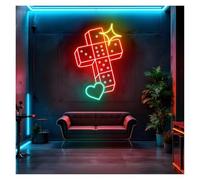 MENGE Lampada segnaletica Luci Al Neon A Forma Di Croce Di Dadi Adatte Per Sala Giochi, Bar, Camera Da Letto, Decorazione Estetica Da Parete 29cmx43cm(C)