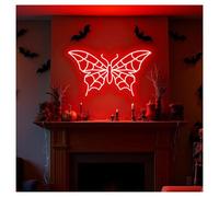 MENGE Lampada segnaletica Luci Al Neon A Forma Di Farfalla Con Luminosità Regolabile, Adatte Per Decorazioni Da Parete Per Stanze Spettrali, 28cmx48cm(B)