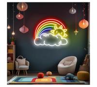 MENGE Lampada segnaletica Luci Al Neon Arcobaleno, Nuvola E Sole, Luminosità Regolabile, Adatte Per Decorazioni Da Parete Per Studio E Casa, 39cmx48cm(UN)