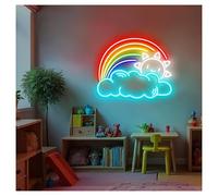 MENGE Lampada segnaletica Luci Al Neon Arcobaleno, Nuvola E Sole, Luminosità Regolabile, Adatte Per Decorazioni Da Parete Per Studio E Casa, 39cmx48cm(D)