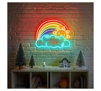 MENGE Lampada segnaletica Luci Al Neon Arcobaleno, Nuvola E Sole, Luminosità Regolabile, Adatte Per Decorazioni Da Parete Per Studio E Casa, 39cmx48cm(B)