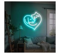 MENGE Lampada segnaletica Luci Al Neon Con Scritta Cane Ama I Gatti, Luminosità Regolabile, Adatte Per Decorazioni Da Parete In Studio, Caffetteria, 38cmx38cm(UN)
