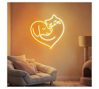 MENGE Lampada segnaletica Luci Al Neon Con Scritta Cane Ama I Gatti, Luminosità Regolabile, Adatte Per Decorazioni Da Parete In Studio, Caffetteria, 38cmx38cm(B)