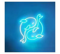 MENGE Luci al Neon Da Parete Insegna Al Neon Koi Fish Con Interruttore Dimmer USB, Decorazione Da Parete Per Stanza Zen, Acquario, Negozio, Bar, Club, Casa, 40x35cm(D)