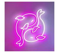 MENGE Luci al Neon Da Parete Insegna Al Neon Koi Fish Con Interruttore Dimmer USB, Decorazione Da Parete Per Stanza Zen, Acquario, Negozio, Bar, Club, Casa, 40x35cm(UN)