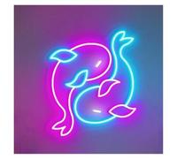 MENGE Luci al Neon Da Parete Insegna Al Neon Koi Fish Con Interruttore Dimmer USB, Decorazione Da Parete Per Stanza Zen, Acquario, Negozio, Bar, Club, Casa, 40x35cm(B)
