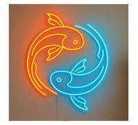 MENGE Luci al Neon Da Parete Insegna Al Neon Koi Fish Per Negozio, Bar, Club, Casa, Feste, Lampade Decorative Multiuso, Animale Portafortuna,40cm(B)