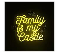 MENGE Luci al Neon Da Parete La Famiglia È Il Mio Castello. Le Luci Al Neon Aggiungono Calore E Protezione Alla Famiglia 48x42cm