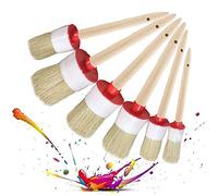 Mengger Gesso Cera Pennello Vernice Pennellessa Rotondi con Setole Naturali per Pittura Ceretta Mobili Smaltatura di Ceramica Home Decor Progetti Shabby Chic 6 Pezzi
