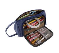 MengH-SHOP Astuccio di Grande Capacità Durevole Tela Matita Borsa Multifunzione Cancelleria Astucci Trucco Sacchetto con Manico per Studenti Ragazza e Ragazzi Ufficio e Scuola (Blu)